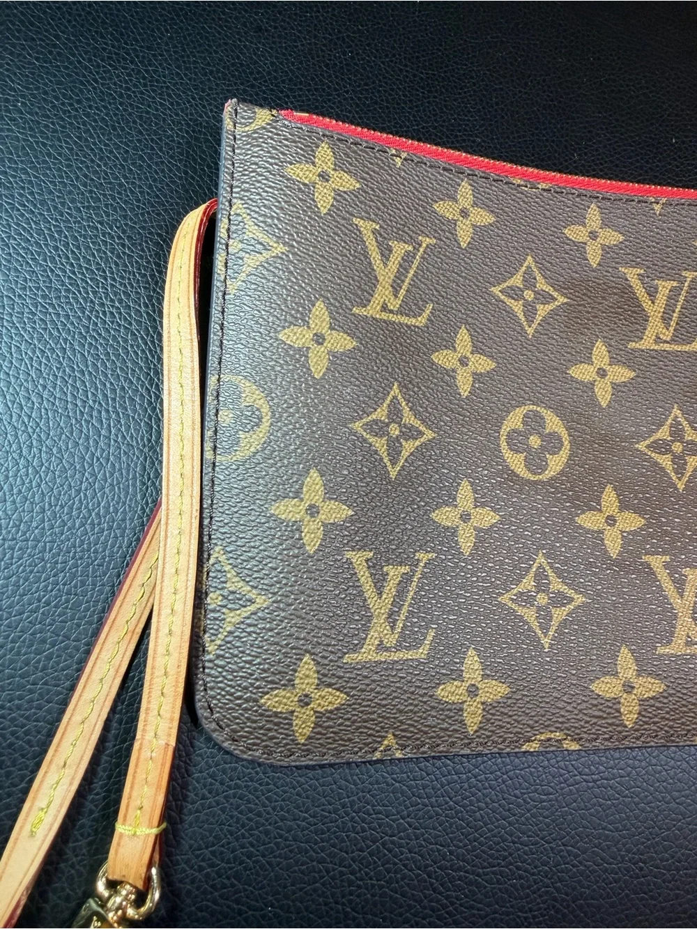 Louis Vuitton Neverfull Pochette Monogram Canvas Wristlet Pouch
